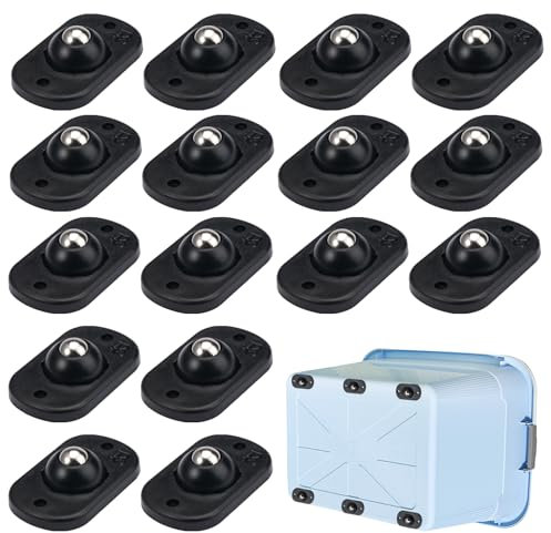 16 Pezzi Mini Ruote Girevoli Autoadesive a 360 Gradi,Rotelle a Sfera per Mobili Autoadesivo,Rotelle Autoadesive Mini Girevole Ruote,per Pattumiere,Scatola Portaoggetti,Piccoli Elettrodomestici (Nero)