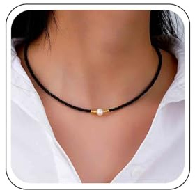 Xmsrn Vintage Boho Perle Choker Halskette Schwarz Reis Perle Halskette Für Frauen