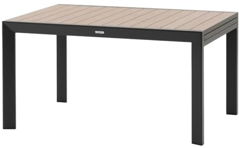 Hespéride - Table de Jardin Extensible Évasion - Effet Bois Honey/Graphite - 140 x 100 x 75 cm - Aluminium, 10 Places - pour Terrasse