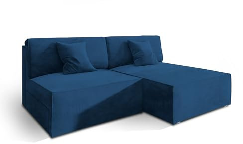 Masseno Ecksofa FIORO M mit Schlaffunktion L-Form, Sofa mit Bettkasten, Wohnzimmersofa, Couch, Soffa, Bettsofa, Couchgarnitur- Blau, Monolith 77