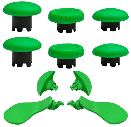 10-in-1 Metal Thumbsticks Replacement for PS5 Dualsense Edge Controller,4 Metallic Back Paddles Triggers Buttons Repair Parts for PS5 Edge Controller with 6 Analog Joysticks(Green) [Video Game]