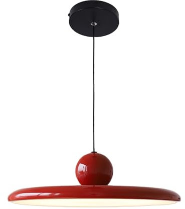 NICRX Suspension Moderne UFO – Lampe Suspendue LED 36W Dimmable,Hauteur Réglable avec 3 Températures de Couleur,Luminaire en Acrylique et Métal pour Salle à Manger,Salon,Café (Rouge)
