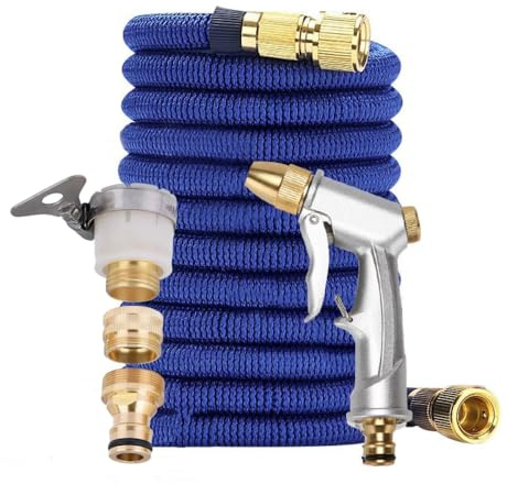 KISUFU Manguera Extensible, Manguera Jardin con Pistola Riego de 3 Funciones, Resistente Abrasión y Corrosión, sin Enredos ni Torceduras,Garden Hose. 17FT (17FT)