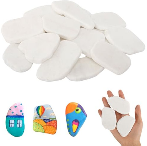 15 piedras para pintar, 5-8 cm, piedras grandes lisas, guijarros planos para manualidades, grava blanca, piedras decorativas para playa, guijarros de jardín, para decoración de pintura colorida