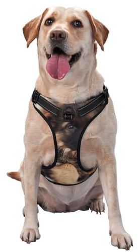 Deutscher Schäferhund Welpen Druck, Haustiergeschirr, Verstellbares reflektierendes Hundegeschirr, Haustierleinenweste,M