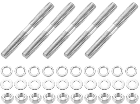 QUARKZMAN 5pcs Tiges Filetées Double Extrémité, M8x65mm Boulons Tige Filetée en Acier Inoxydable 304 Filetage à Double avec Écrous Rondelle Plate et Frein, Goujon Fileté pour Serre-Joints