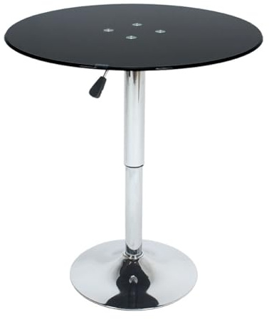 Höhenverstellbarer runder Glas-Esstisch – Moderner runder Bistrotisch für 2–4 Sitzer – platzsparendes Design für Küche und Esszimmer