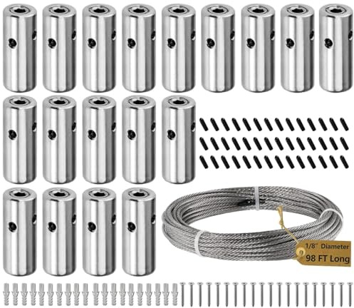 Kit de treillis métallique – Système de treillis mural extérieur en acier inoxydable | Ensemble de treillis métallique portable avec clé Allen, ancrages, vis, moyeux cylindriques | Support solide pour