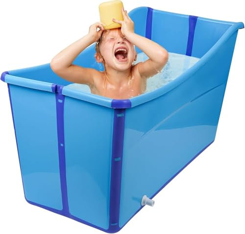 Bañera Plegable Grande. Bañera Adulto Portatil O Bañera Plegable Bebé, Niños, Gemelos Y Adultos Pequeños, Color Azul. Bañera Portatil Para Exterior O Hielo O Ducha.