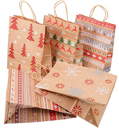 TOPPERFUN 20stücke Kraftpapiertüten mit Henkel für Geschenke und Süßigkeiten Robust und Vielseitig Einsetzbar als Verpackungsbeutel