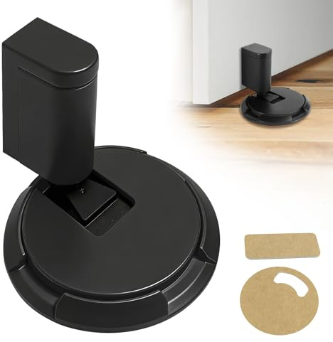 xiaoxiaozhijia Türstopper Boden,Selbstklebend Schwer Türhalter,Ohne Bohren Schwer Türhalter,Verstellbarer Universal-Türstopper, der kein Bohren erfordert, mit Klebeband und Schrauben (Schwarz)