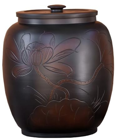 15kg Ceramic Rice Container with Lid Airtight Grain Dispenser Dust & Moisture Proof Food Storage Jar for Kitchen & Home nization