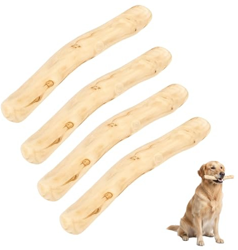 Kaffeeholz Für Hunde, 4 Stück Natürliches Kauholz Für Welpen Und Kleine Hunde, 12-15 cm Länge, Ideal Zur Zahnpflege Und Stressabbau