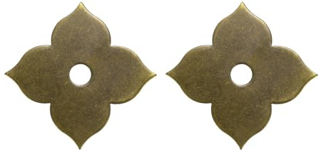 QUARKZMAN 2 Pcs Placa Trasera Para Tirador Gabinete 1.69 Latón Bronce | Placa En Forma Hoja, Arandelas Clásicas Para Decoración Muebles, Junta Para Tiradores Cajones