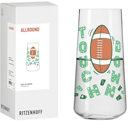 RITZENHOFF 8302001 Universal Glas 600 ml, Serie Football – mit Football-Motiv und Schrift – Made in Germany
