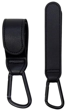 Lumi Zenva 2 Stück Kinderwagen Haken Universalkarabiner für Taschen Robuster Taschenhalter Anhänger für Kinderwagen in Schwarz