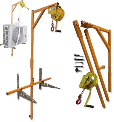 Strumento di Sollevamento Portatile per Aria condizionata con paranco Manuale - capacità 300 kg, Staccabile e Facile da installare, Perfetto per l'installazione di impianti HVAC e per Uso es