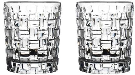CJHFR472SG Elegante Vaso de whisky con textura tejida, transparente, sin plomo, for agua, zumo, leche, cerveza, cócteles y bebidas frías calientes Cristalería(Grande)