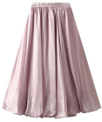 Falda larga con globo para mujer, elegante y de cintura alta, falda de verano estética, falda de playa, falda de verano, falda midi para mujer, falda de tul plisada, falda de primavera, Rosa., Talla