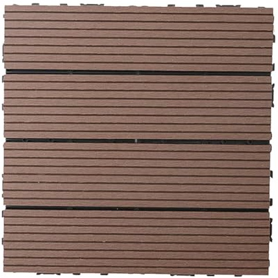 Dalles et lames de terrasse en composite, Dalles de terrasse emboîtables en bois 30x30x2 cm Multicolore 6 pcs(Striped Coffee)