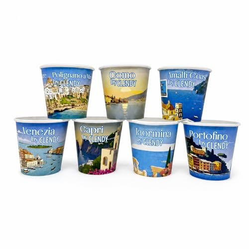 Generico 700 bicchierini per caffè da 60 ml in carta - bicchierini da caffè usa e getta, con grafiche ispirate a famose località italiane. Bicchieri monouso formato convenienza.