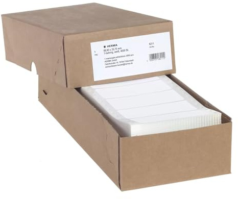 HERMA 8211 Computeretiketten endlos, 88,9 x 35,7 mm, 1-bahnig, 4000 Stück, selbstklebend, Endlosetiketten Aufkleber mit Führungslochrand, matt, blanko Papier Computer Etiketten, weiß