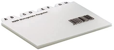 HAN Register DIN A8 quer, Karteiregister, stabiles 12-teiliges Leitregister für Karteiboxen, Karteikästen und Karteitröge, 988, grau, 88 x 62 mm