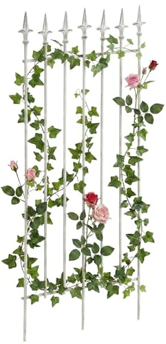 CLP Rankgitter Metall 100x50 cm Elisa, Kletterhilfe stabil für Rosen und Efeu, Pflanzgitter im Jugendstil, Rankhilfe für Garten, Farbe:antik weiß