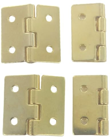 Merriway BH02584 (4 Pcs) Solid Brass Mini Jewellery Gift Box Hinge, 13mm (1/2 inch) - Pack of 4 Pieces