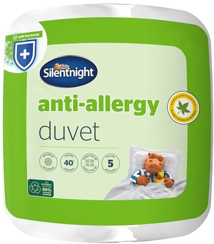 Silentnight Anti Allergy Single Duvet 4.5 Tog - Lightweight Summer Quilt Duvet Comforter Anti-Bacterial and Machine Washable with Allergy UK Approved Anti Allergy Fibres - Single Bed
