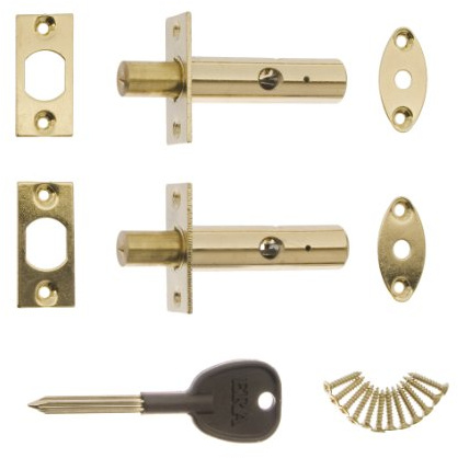 ERA Door Security Bolt with 1 Key - Brass (2 Pieces)