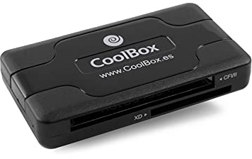 CoolBox CRCOOCRE050 - Multilector de Tarjetas Externo, USB 2.0, Soporta Tarjetas hasta 2TB, Diseño Compacto, Compatible con SD, MMC, Micro SD. Color Negro