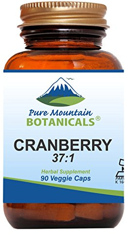 Pure Mountain Botanicals Cranberry Pills Kosher Vegan Capsules with 400mg Cranberry Concentrate Extract Supplement