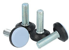 GLEITGUT 4 x Teflongleiter mit Gewinde M6 Gleitfläche 28 mm PTFE Möbelgleiter Stuhlgleiter Möbelfuß Stellschrauben Blau Grau