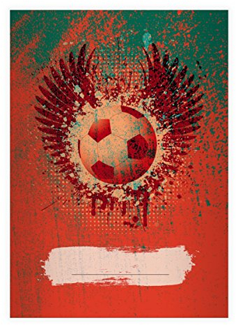 Kartenkaufrausch 16 Coole Grunge Fußball DIN A4 Schulhefte, Schreibhefte mit Sieger Schwingen in rot Lineatur 20 (blanko Heft)