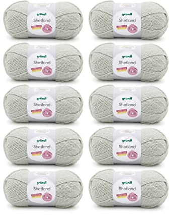 Gründl Wolle Shetland - Winterwolle - 10 Knäuel 100 g, Moos Melange | Dicke Wolle zum Häkeln und Stricken Weich und wärmend - 80 % Polyacryl, 20 % Wolle - 100 g / 170 m - Nadelstärke 7-8
