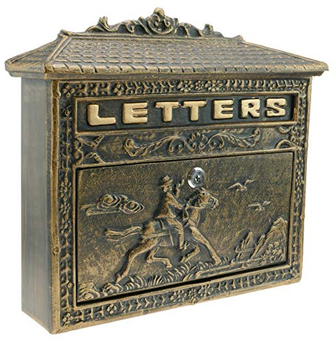 PrimeMatik - Boîte aux Lettres rétro Antique Vintage Fonte coloré oxyde pour Mur Cheval
