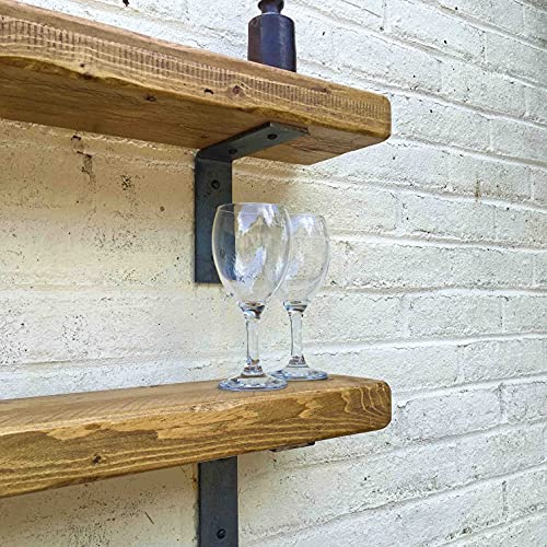 Ben Simpson Furniture Handmade Chunky Wooden Non-Lipped Bracket Shelf | 22 x 120 cm | Medium Brown