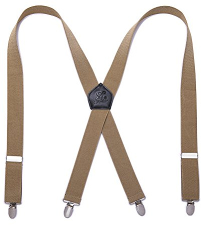 KANGDAI Men Braces Strong Metal Clips 4 X Back Durable Elastic Adjustable Suspenders Heavy Duty Mens Braces