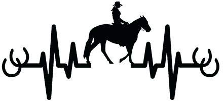 SUPERSTICKI Herzschlag Heartbeat Cowboy auf Pferd Reiter Hufeisen 25cm Aufkleber,Autoaufkleber,Sticker,Decal,Wandtattoo, aus Hochleistungsfolie,UV&waschanlagenfest,