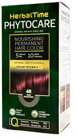 Herbal Time Tinta Permanente Phytocare Colore Ciliegia 4R | Senza Ammoniaca, Senza Parabeni | Tintura per Capelli Professionale Naturale | Kit Tinture per Capelli | Nutri e Proteggi i tuoi Capelli