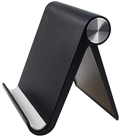 GORWRICH Mobile Phone Holder, Desktop Mobile Stand and Tablet Stand Holder with Adjustable Angle (Black)