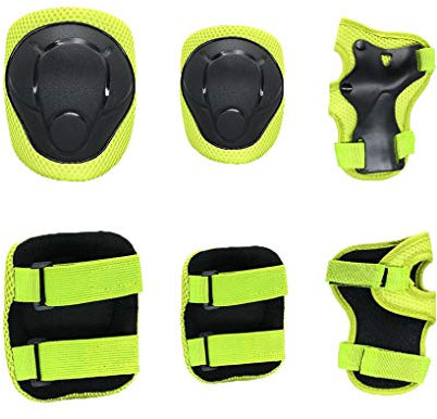 YOUCAI Kinder Schutzausrüstung Set Knieschoner Ellenbogenschoner Handschutz für Inliner Skaten Roller Skateboard Gelb S