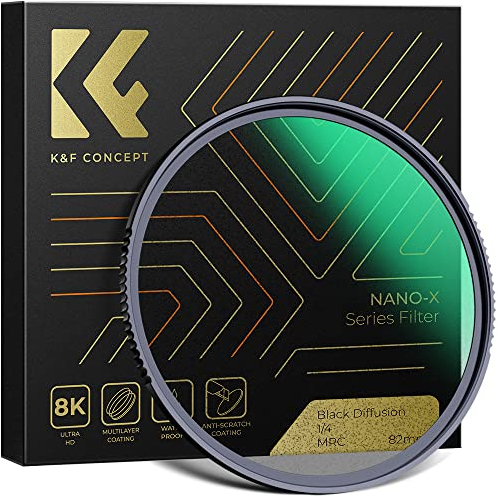 K&F CONCEPT Nano-Xcel 82mm Filtro Black-Mist 1/4 Filtro de Niebla Negra de Vidrio Óptico para Suavizador de Retrato Imagen y Vídeo
