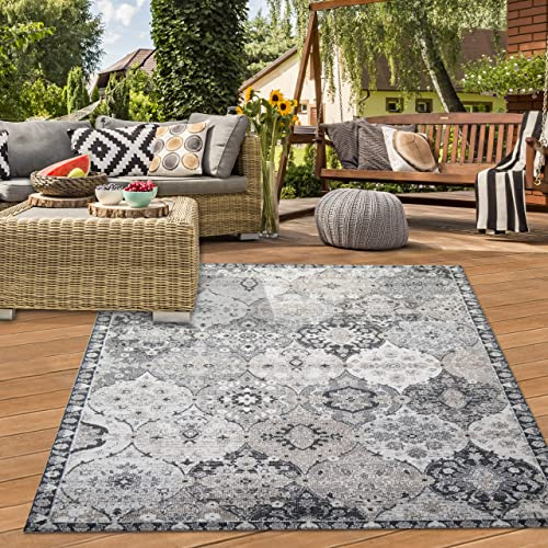 Teppich-Traum großer Orientteppich für Indoor Wohnzimmer & Outdoor Pavillon | wunderschöne Ornamente | grau Größe 240 x 340 cm