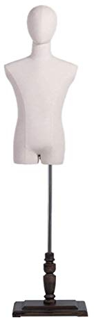 JLXJ Schneiderpuppe Weiße Männliche Schaufensterpuppen Torso mit Kopf, Erwachsene Männer Kleiderform-Anzeige Dummy Model Stand, Höhenverstellbar: 57-72in (Color : Without arms)