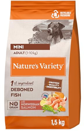 Nature's Variety No Grain Pienso para Perros Adultos con Mini con Salmón Noruego - 1,5kg