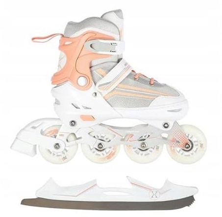 2in1 Inlineskates/Schlittschuhe Nils Extreme Lucky Weiß/Rosa ABEC7 Gr. 29-33 verstellbar