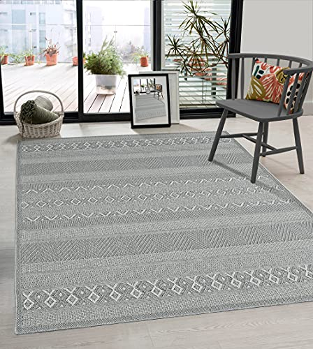 the carpet Calgary - moderner Teppich für Wohnzimmer & Esszimmer, Robustes, pflegeleichtes Flachgewebe im Vintage-Boho-Stil, ideal für Küche, Flur & Schlafzimmer, Grau-Uni, 200 x 280 cm