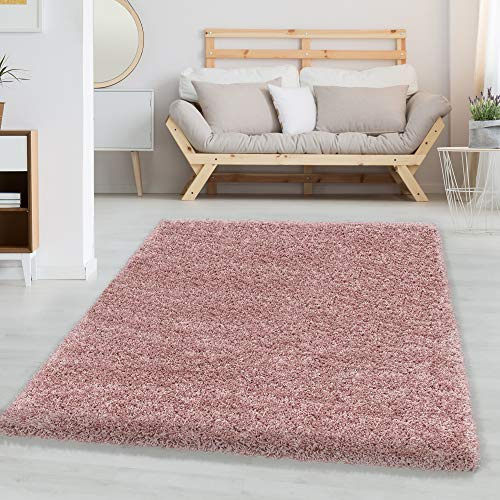 Carpettex Hochflor Teppich 120 x 170 cm Rosa - Flauschiger Extra Weich und Pflegeleicht - Shaggy Modern Einfarbig Design für Wohnzimmer, Schlafzimmer, Esszimmer und Küche
